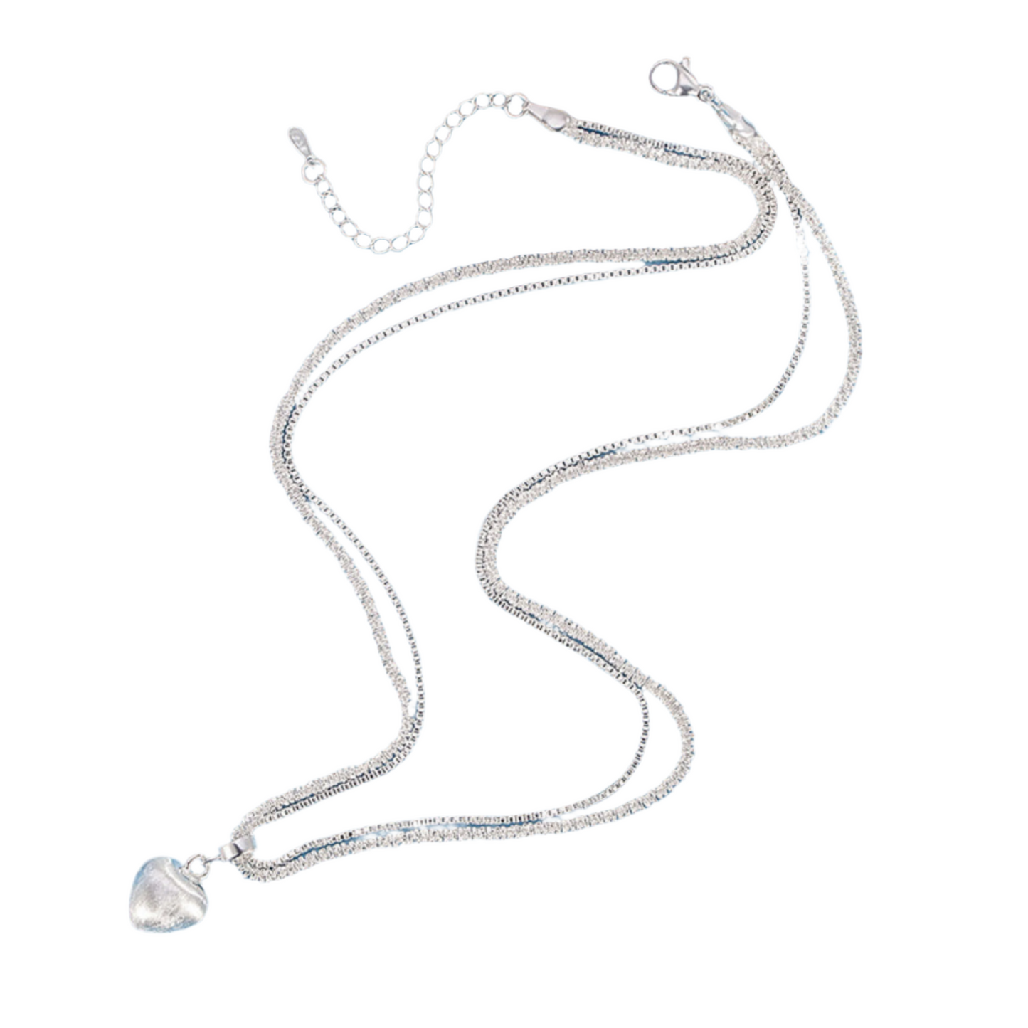 Double Layer Brushed Heart Pendant Necklace For Women High-end Feel Light Luxury Necklace Collarbone Chain Fashion Jewelry