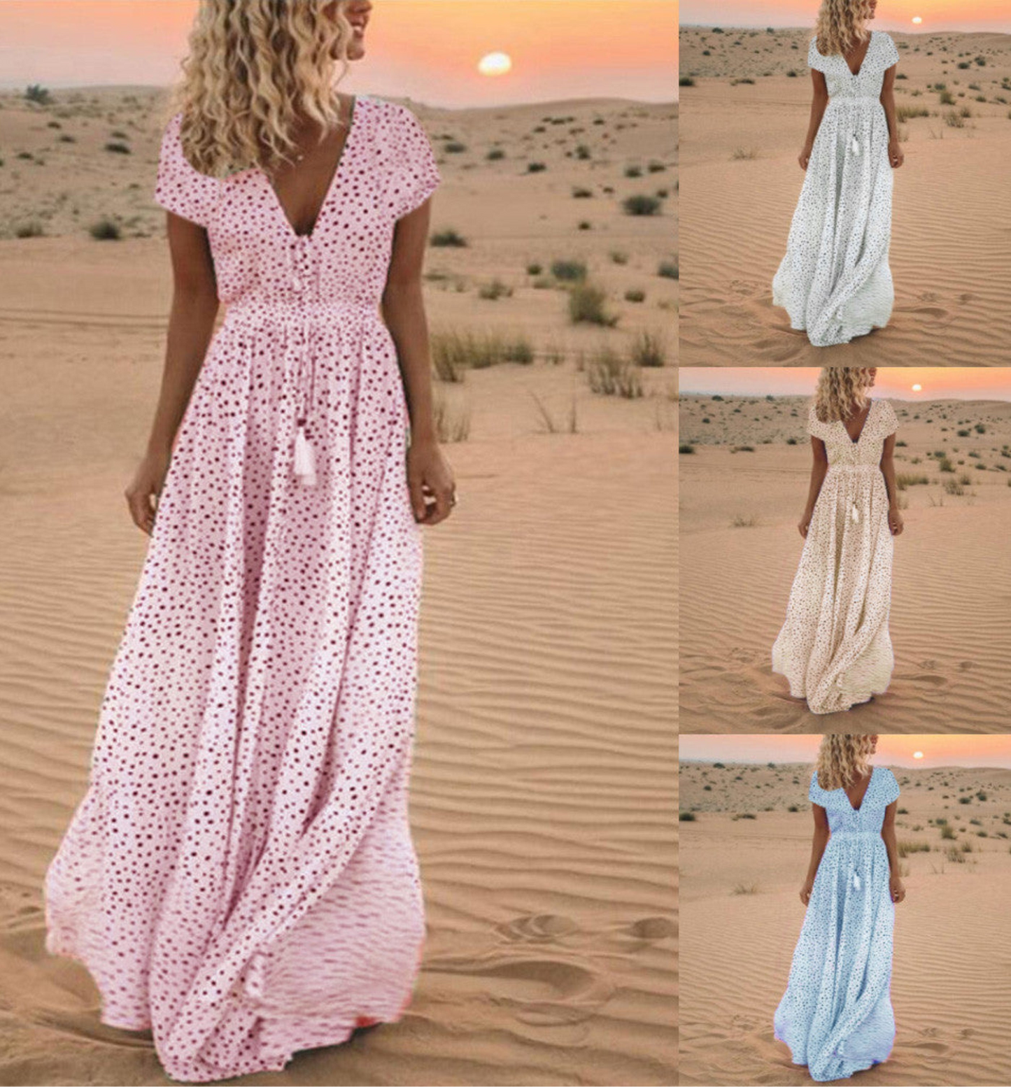 Holiday beach polka dot bohemian dress