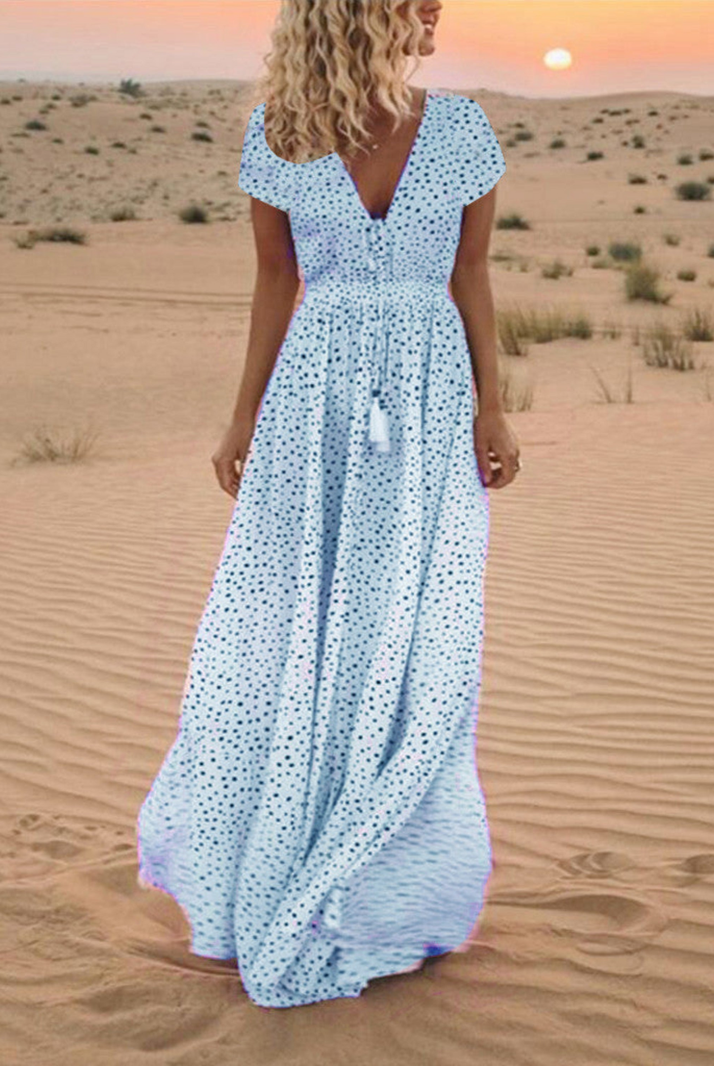 Holiday beach polka dot bohemian dress