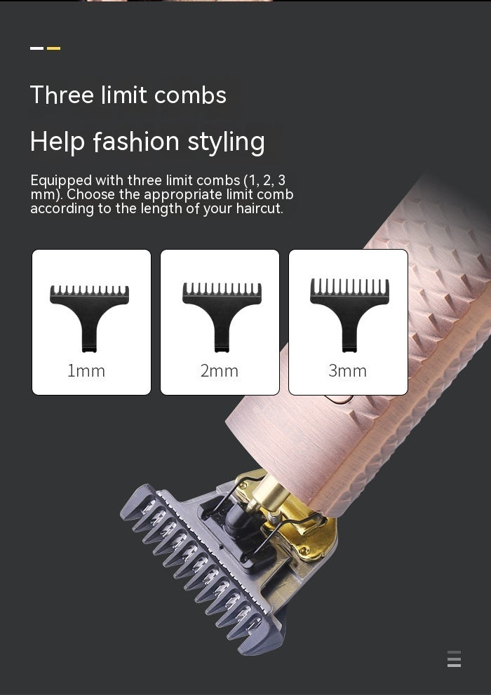 Diamond Mesh Engraving Body LC Digital Display High Power Oil Head Trim Hair Clipper