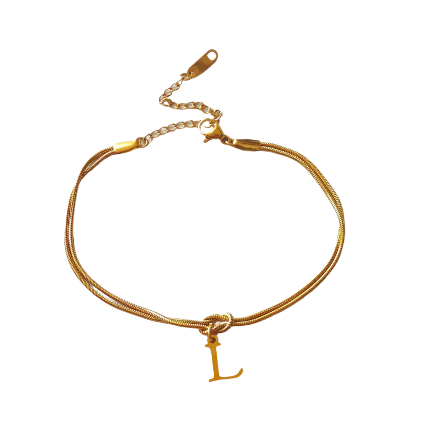 New Letter A-Z Love Knot Bracelets For Women Couple Gold Color Dainty Snake Chain Charm Bracelet Stainless Steel Jewelry Gift Valentine's Day Gifts