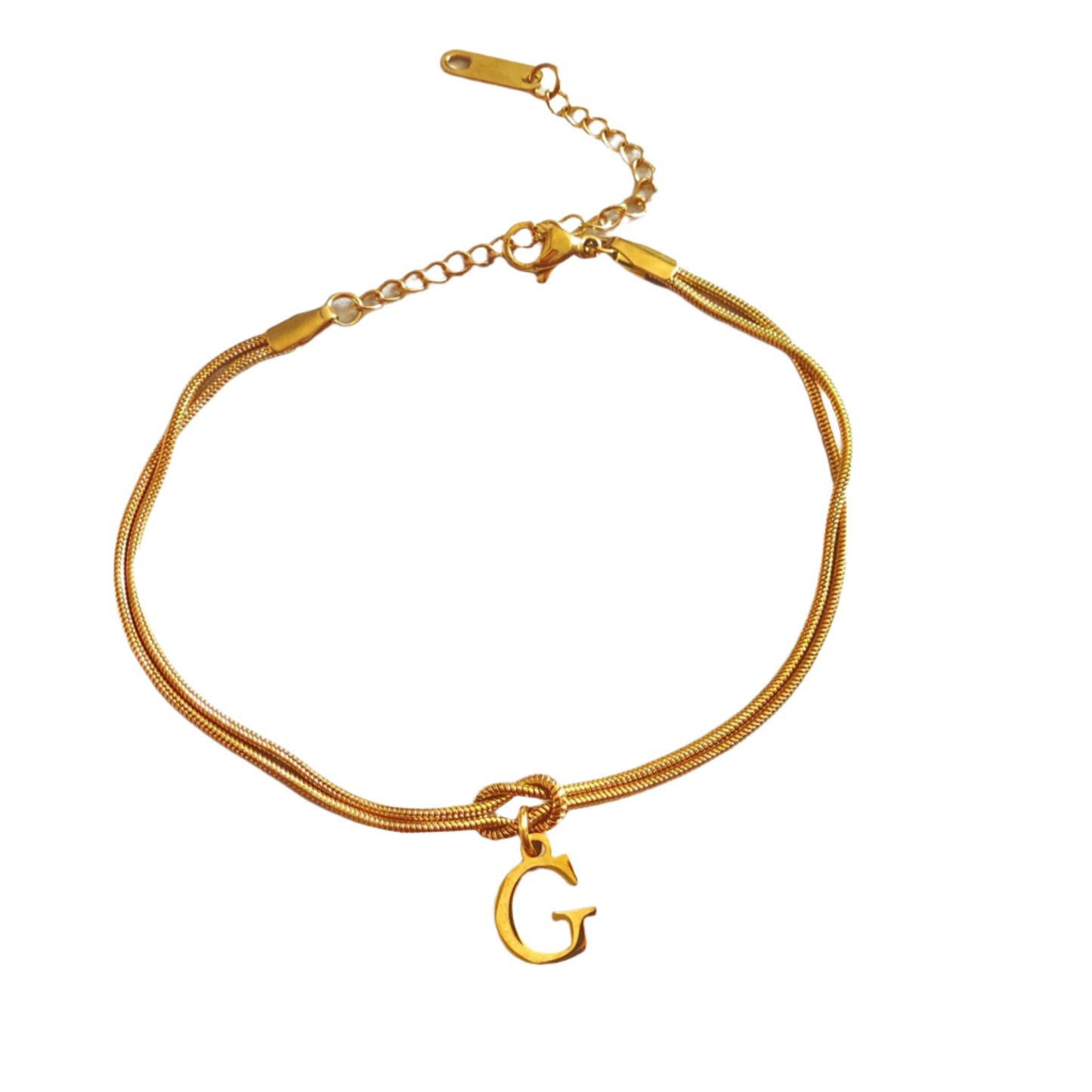 New Letter A-Z Love Knot Bracelets For Women Couple Gold Color Dainty Snake Chain Charm Bracelet Stainless Steel Jewelry Gift Valentine's Day Gifts