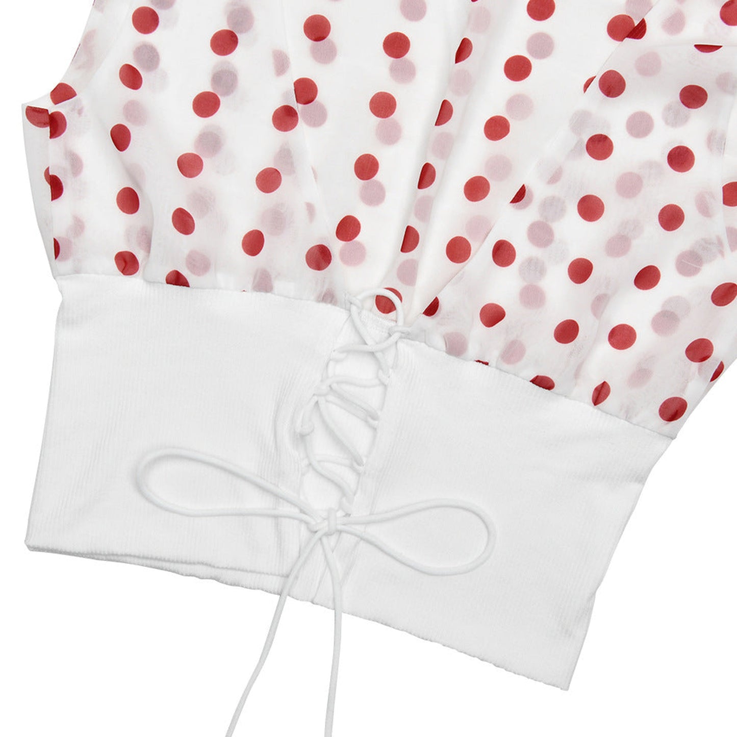 Polka Dots Print Oblique Shoulder Tops Summer Patchwork Chiffon Crop Top Women Sexy Sleeveless Lace Up Backless Blouse Casual Streetwear Tee