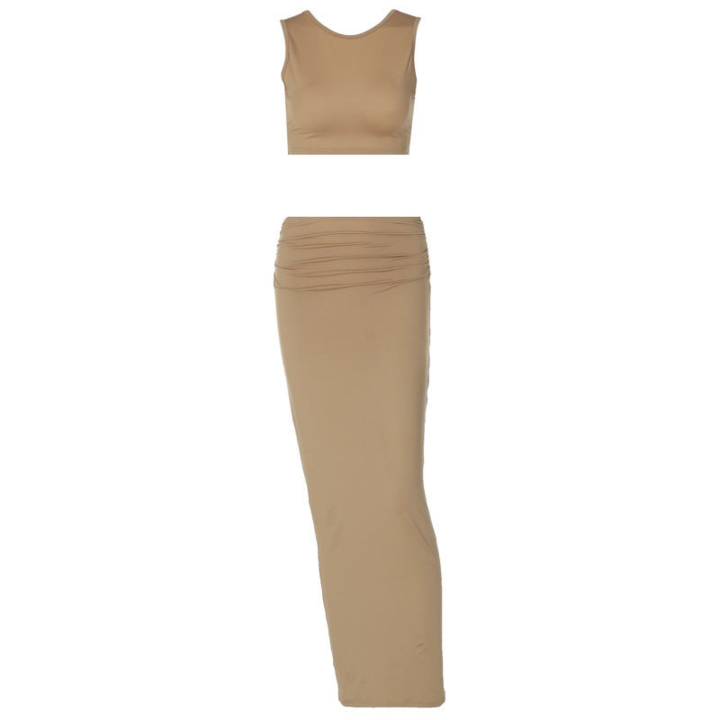 Women Tank Tops Long Skirts Party Dresses Two Piece Matching Sets Outfit 2025 Summer Clothes Slim Solid Color