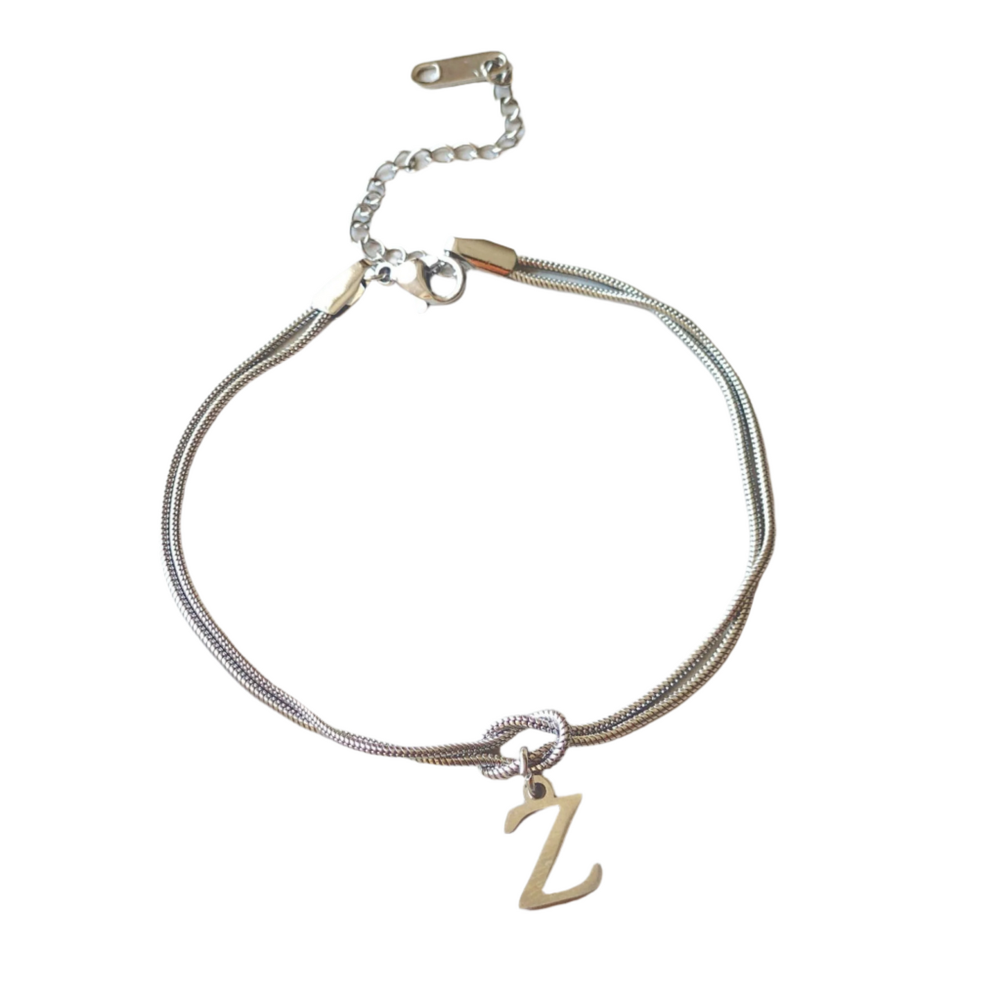 New Letter A-Z Love Knot Bracelets For Women Couple Gold Color Dainty Snake Chain Charm Bracelet Stainless Steel Jewelry Gift Valentine's Day Gifts