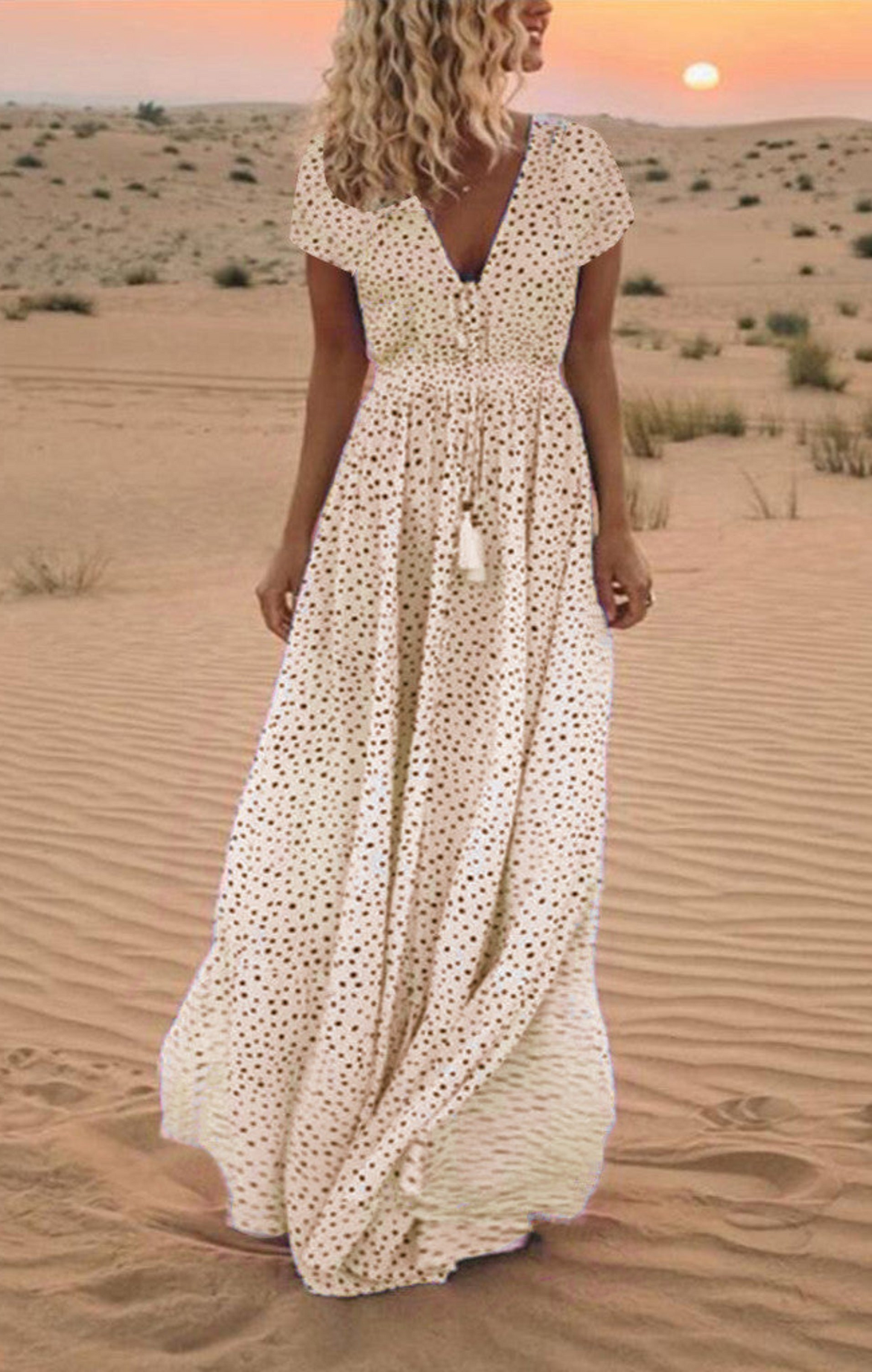 Holiday beach polka dot bohemian dress