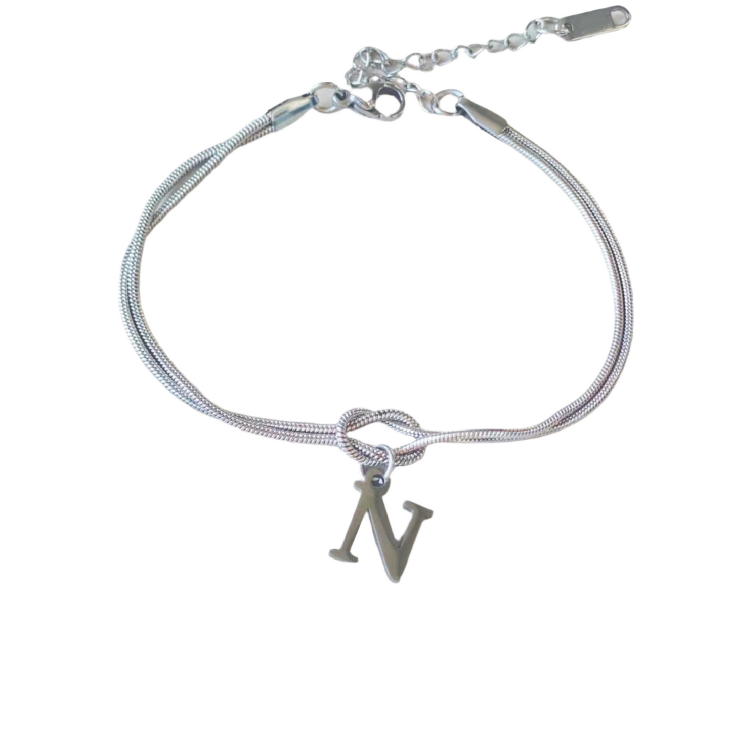 New Letter A-Z Love Knot Bracelets For Women Couple Gold Color Dainty Snake Chain Charm Bracelet Stainless Steel Jewelry Gift Valentine's Day Gifts