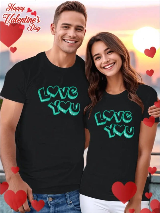 Love Valentine'S Day T-Shirt, Couple T-Shirt, Couple Christmas, Fashion Casual T-Shirt, Short-Sleeved T-Shirt