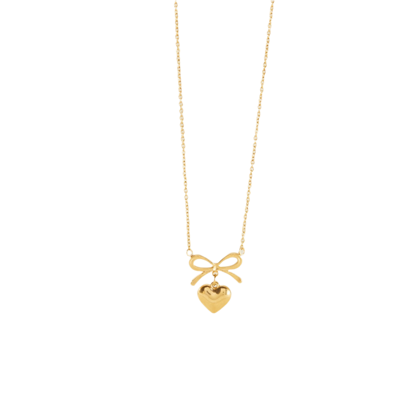 Stainless Steel New Fashion Fine Waterproof Jewelry Love Heart Bowknot Shape Charm Chain Choker Necklaces Pendant For Women Fashion Jewelry