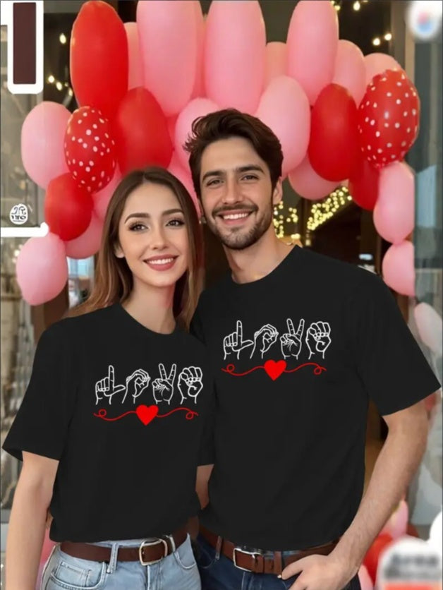 Love Valentine'S Day T-Shirt, Couple T-Shirt, Couple Christmas, Fashion Casual T-Shirt, Short-Sleeved T-Shirt