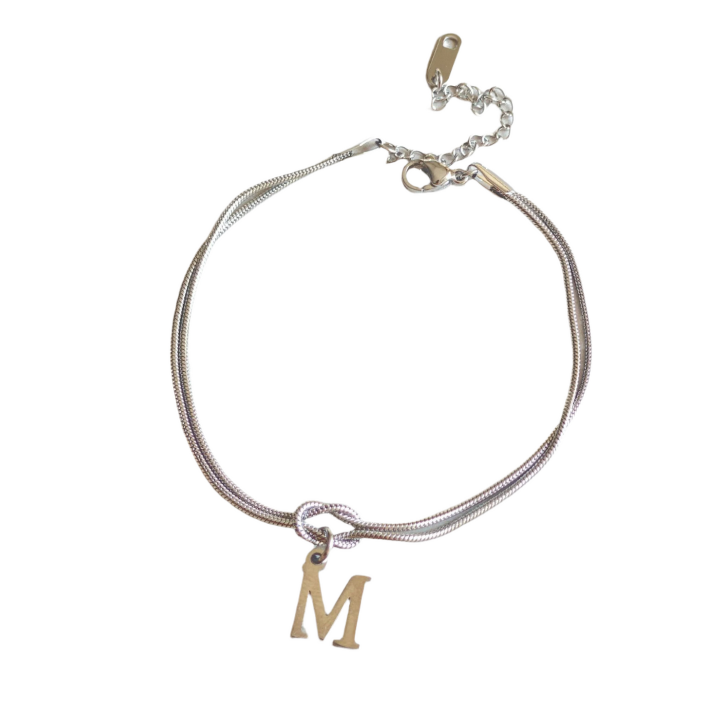 New Letter A-Z Love Knot Bracelets For Women Couple Gold Color Dainty Snake Chain Charm Bracelet Stainless Steel Jewelry Gift Valentine's Day Gifts