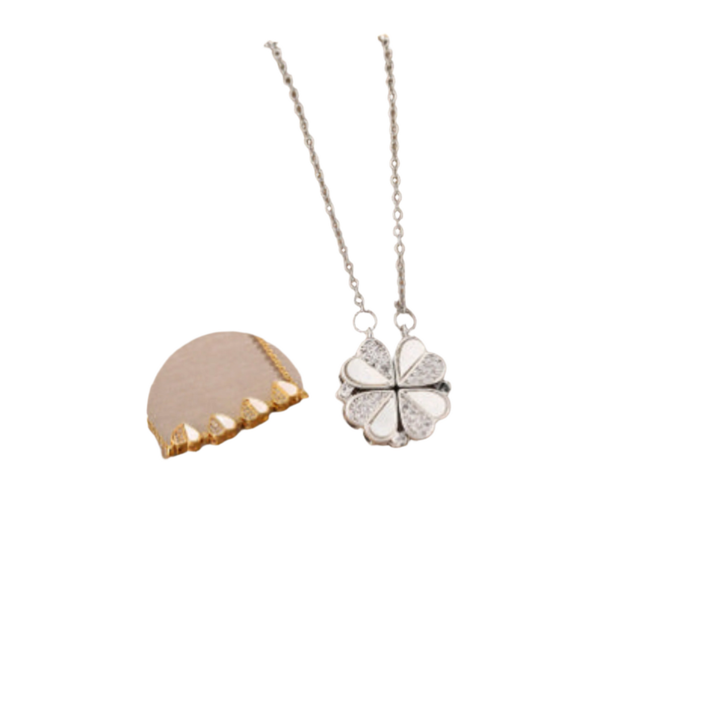 Luxury Four Leaf Clover Pendant Necklace Stainless Steel Crystal Heart Jewelry For Women Gift