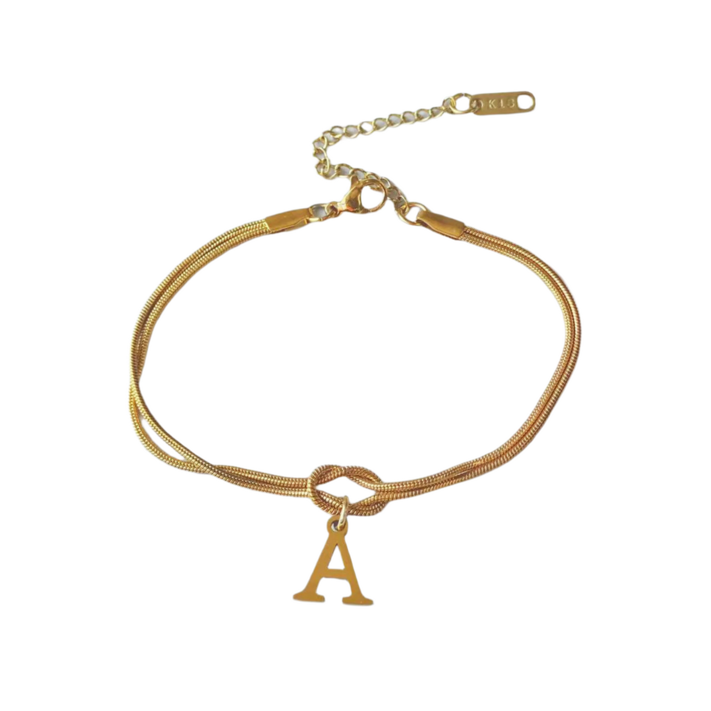 New Letter A-Z Love Knot Bracelets For Women Couple Gold Color Dainty Snake Chain Charm Bracelet Stainless Steel Jewelry Gift Valentine's Day Gifts