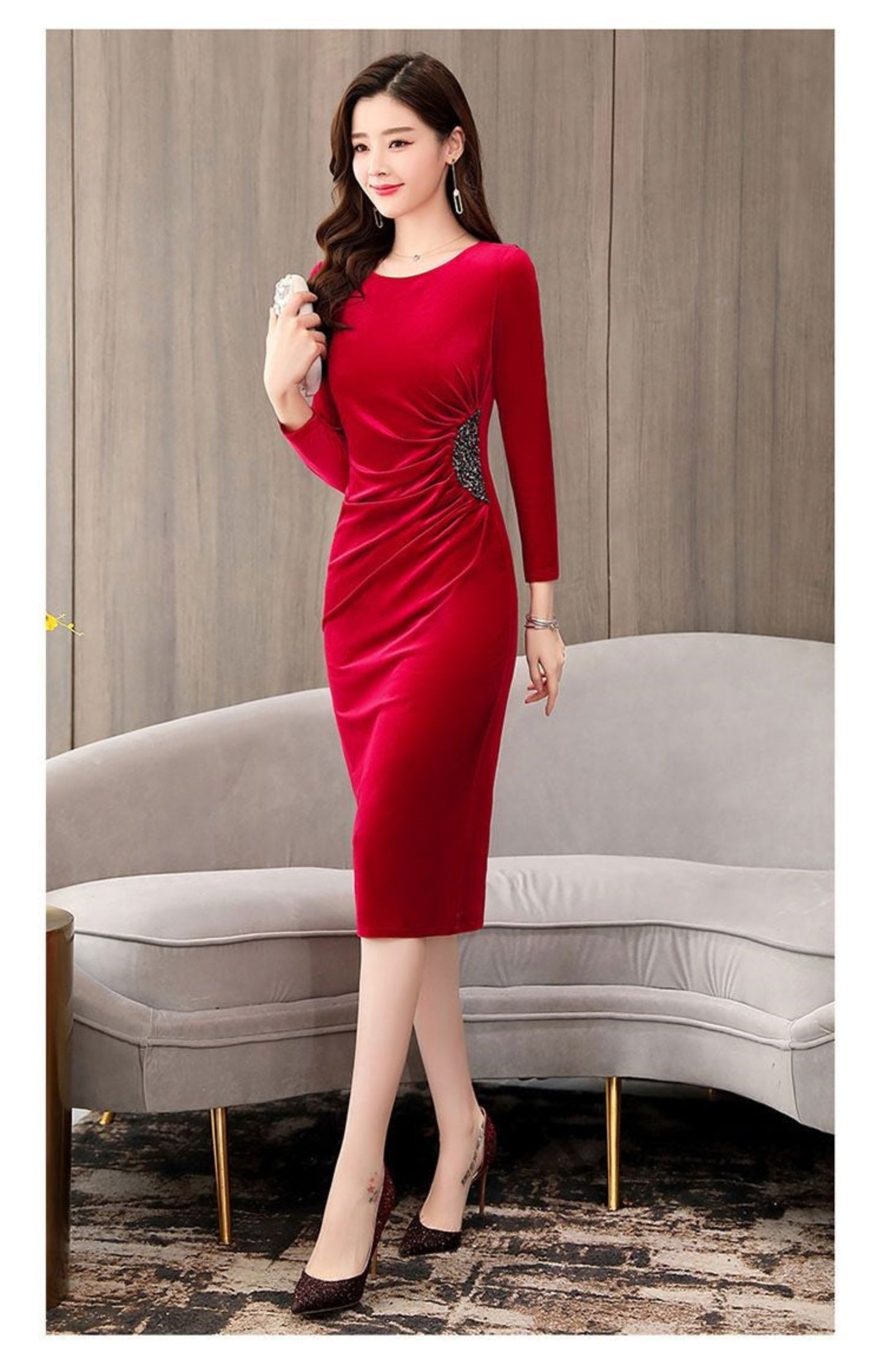 Women's Spring Clothing Pleuche Dress