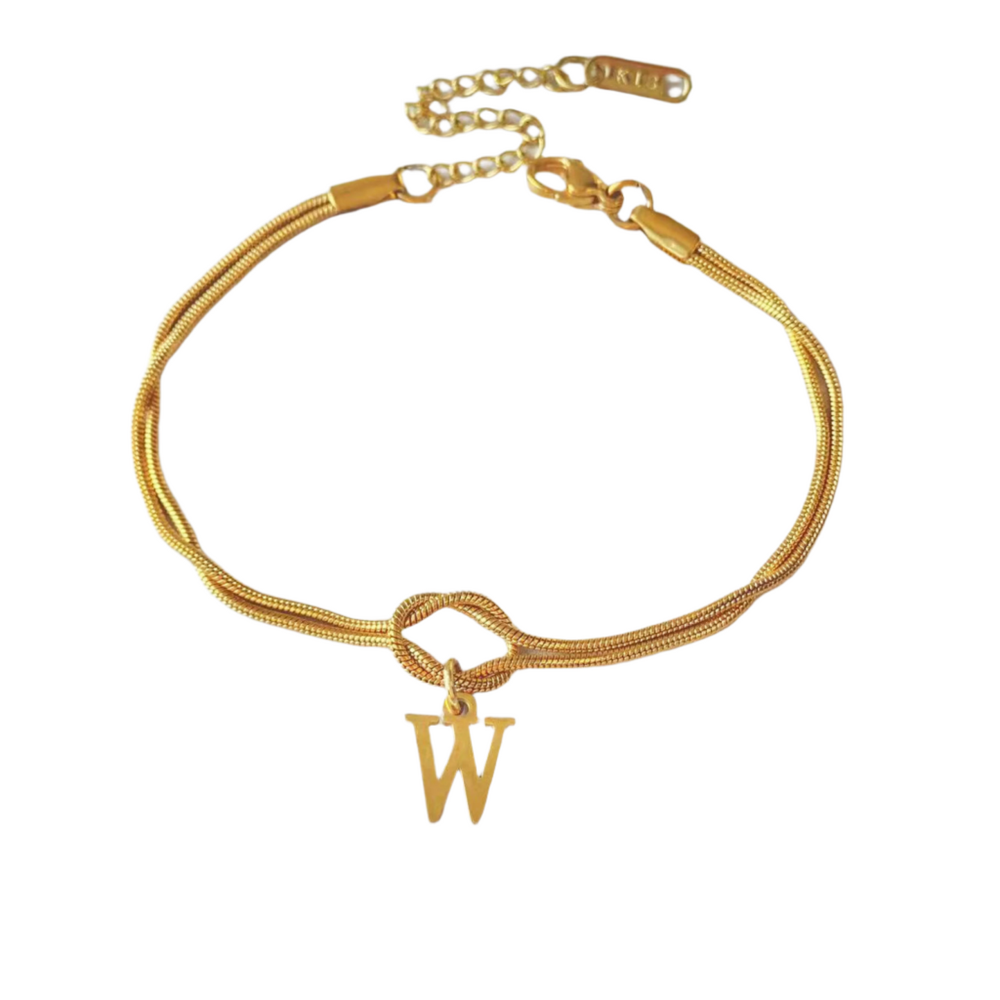 New Letter A-Z Love Knot Bracelets For Women Couple Gold Color Dainty Snake Chain Charm Bracelet Stainless Steel Jewelry Gift Valentine's Day Gifts