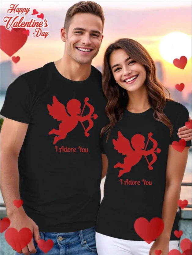 Love Valentine'S Day T-Shirt, Couple T-Shirt, Couple Christmas, Fashion Casual T-Shirt, Short-Sleeved T-Shirt