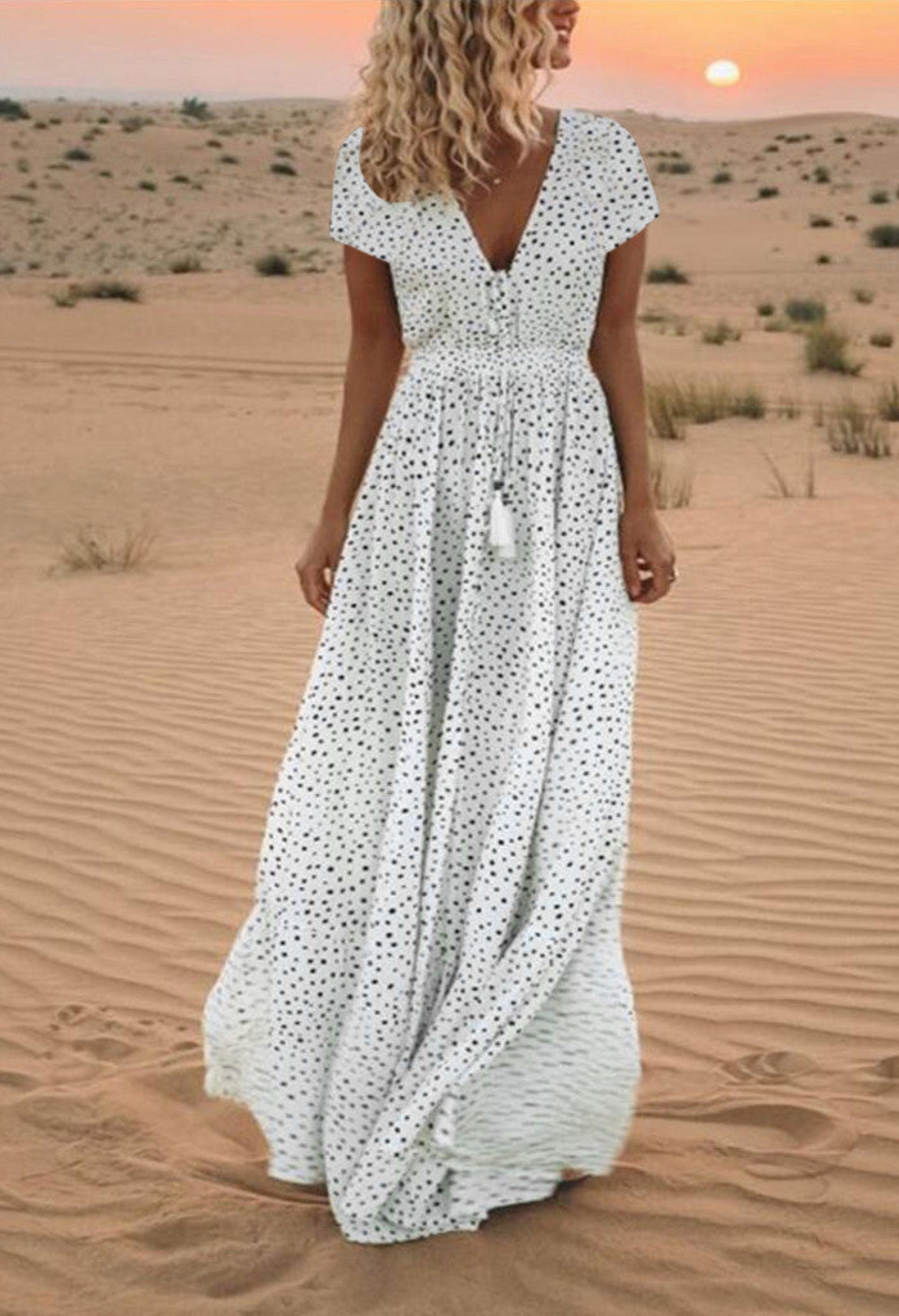 Holiday beach polka dot bohemian dress
