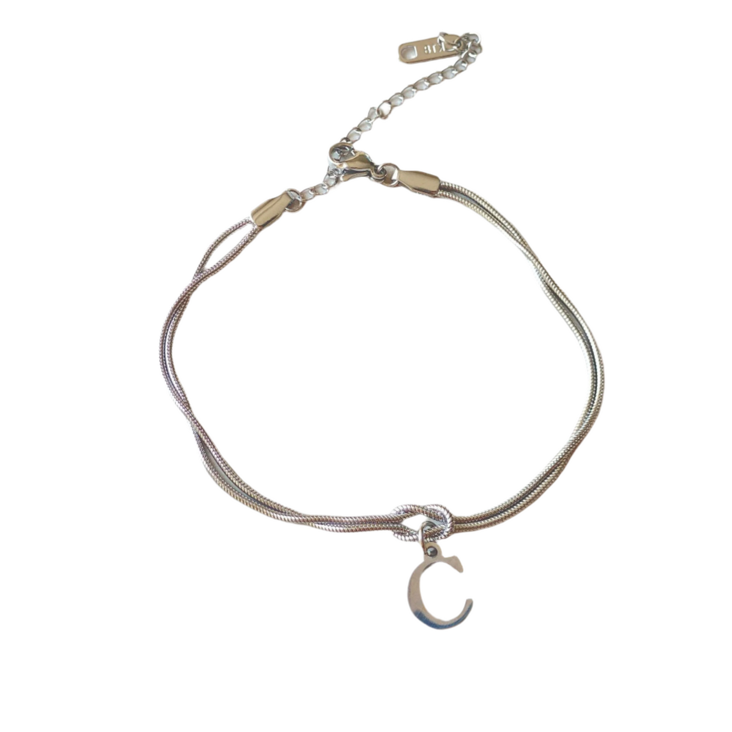 New Letter A-Z Love Knot Bracelets For Women Couple Gold Color Dainty Snake Chain Charm Bracelet Stainless Steel Jewelry Gift Valentine's Day Gifts