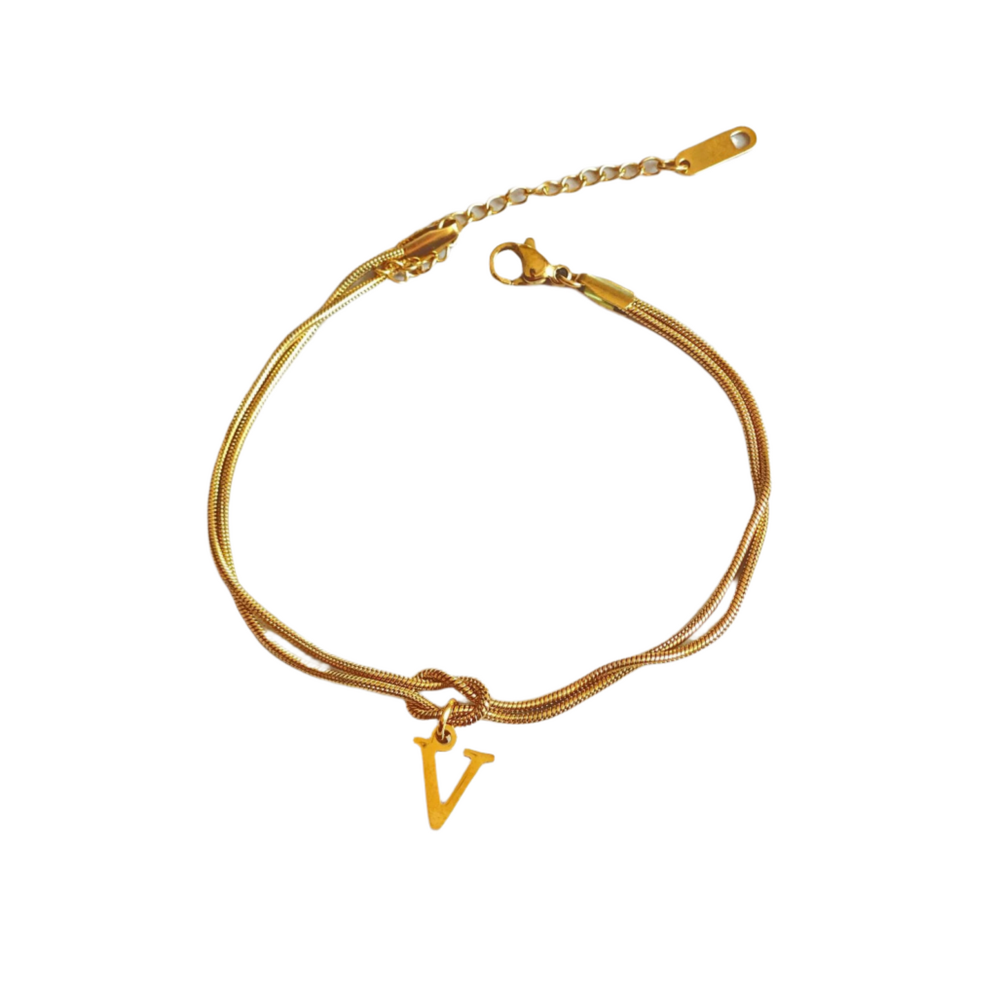 New Letter A-Z Love Knot Bracelets For Women Couple Gold Color Dainty Snake Chain Charm Bracelet Stainless Steel Jewelry Gift Valentine's Day Gifts