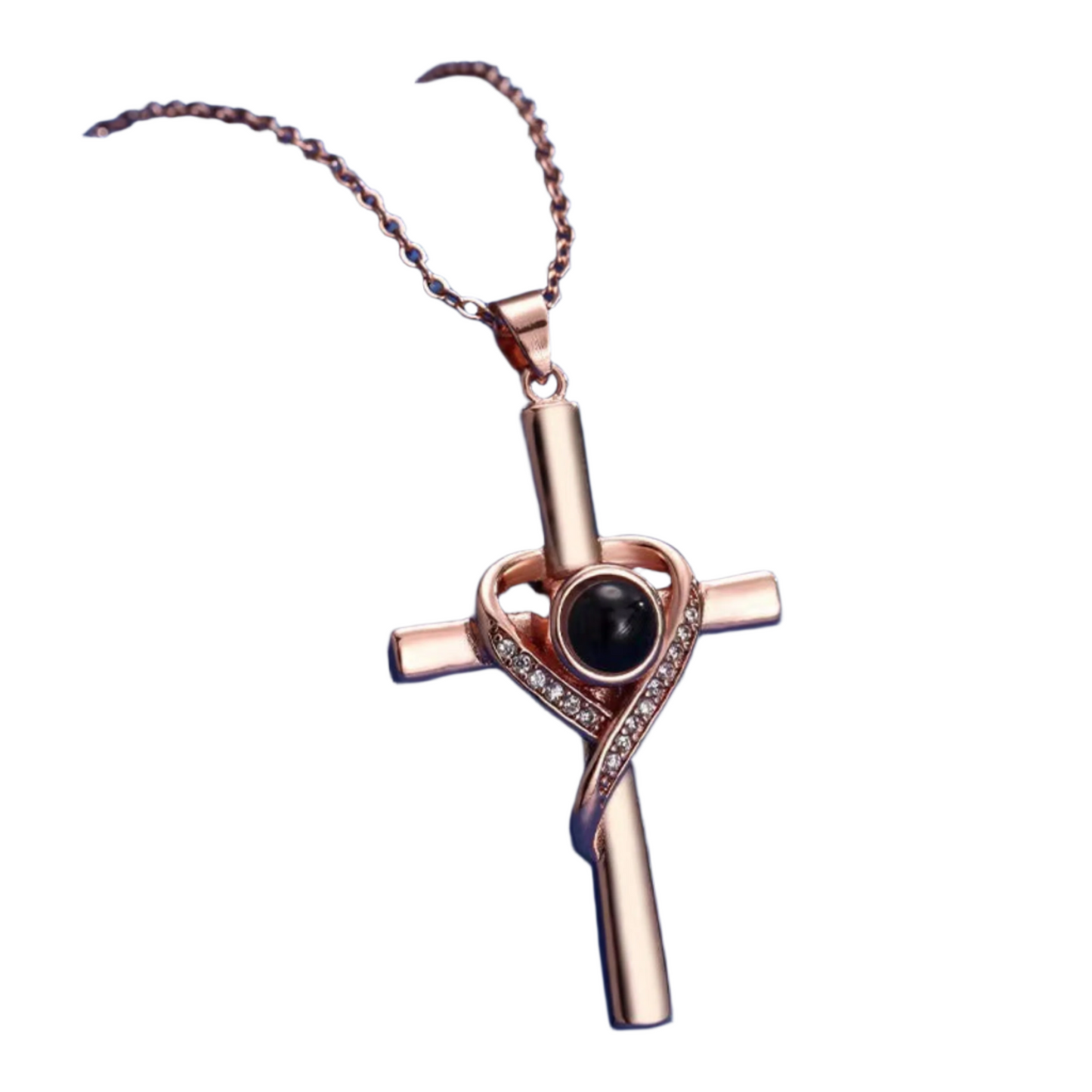 Languages I Love You Projection Necklace Pendant Love Cross Pendant Necklace Memorial Jewelry For Women