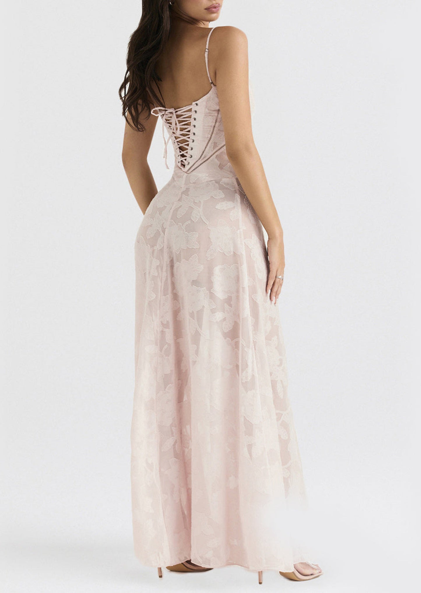 Sexy Flowers Lace Suspender Dress Summer Fashion Slim Back Lace-up Long Dresses Party Evening Club Clothing For Women