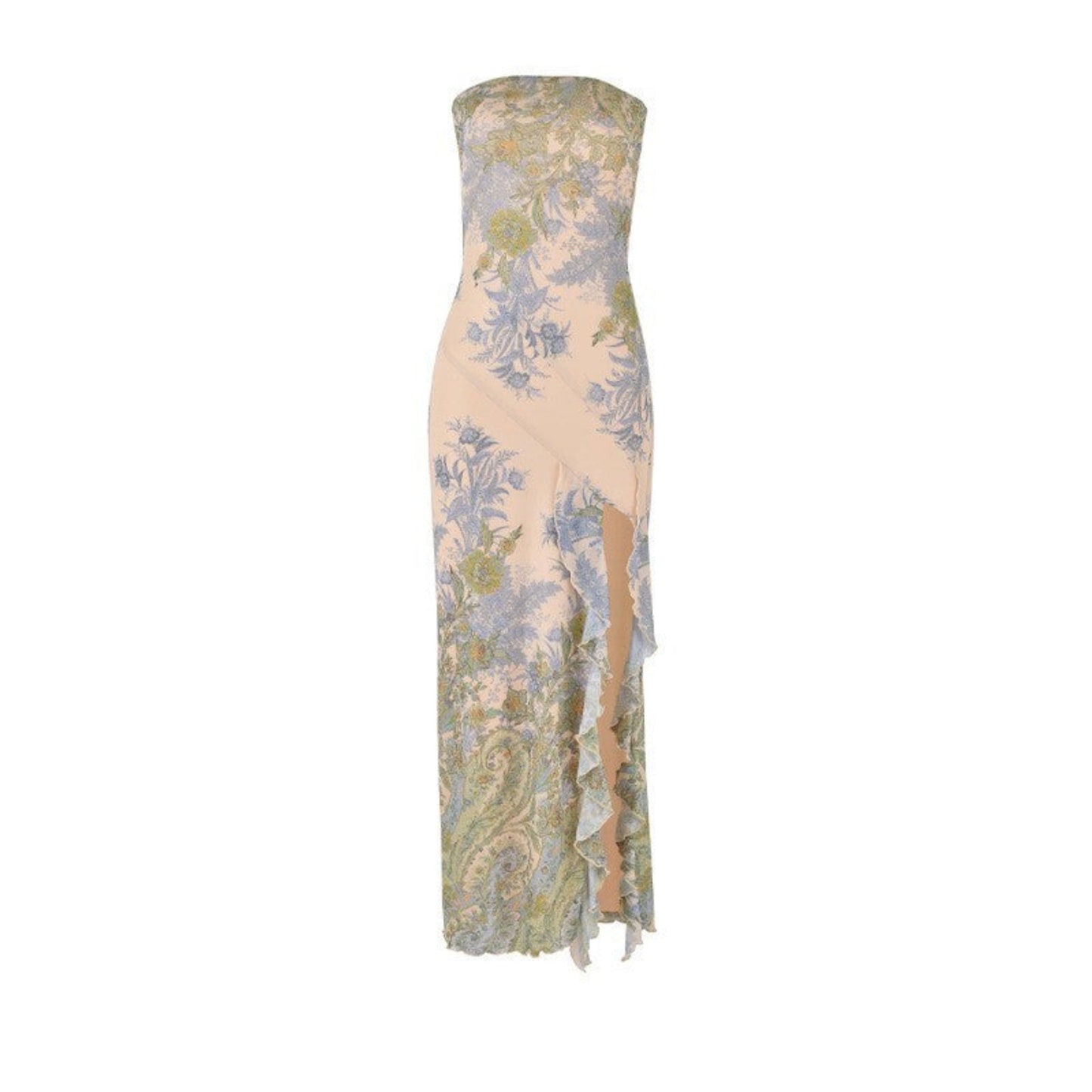 Printed Slit Slim Tube Top Dress Women