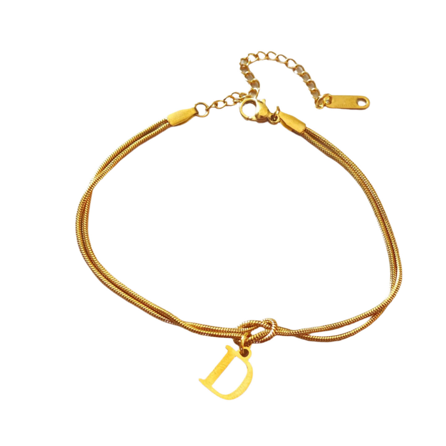 New Letter A-Z Love Knot Bracelets For Women Couple Gold Color Dainty Snake Chain Charm Bracelet Stainless Steel Jewelry Gift Valentine's Day Gifts