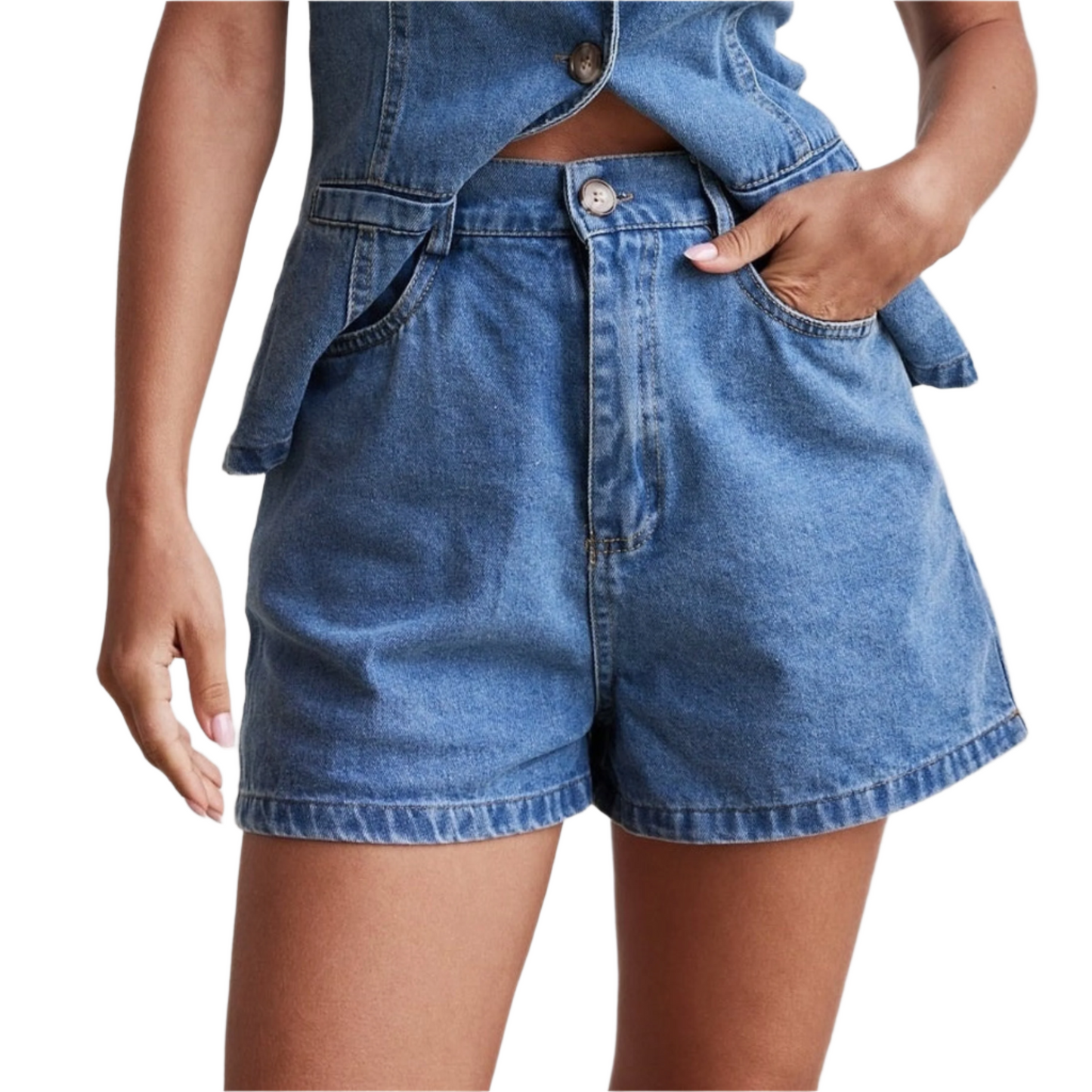 Denim Fashion Casual Sleeveless Women's Suit