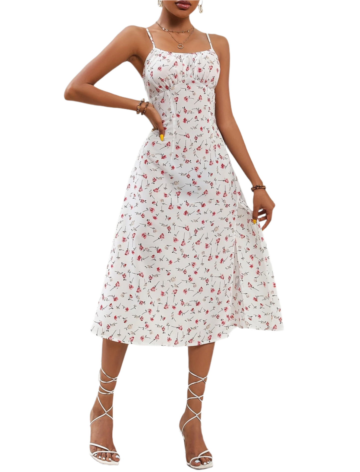 New Polka Dot Print Suspender Dress Summer Sexy Split Long Dresses For Womens Clothing