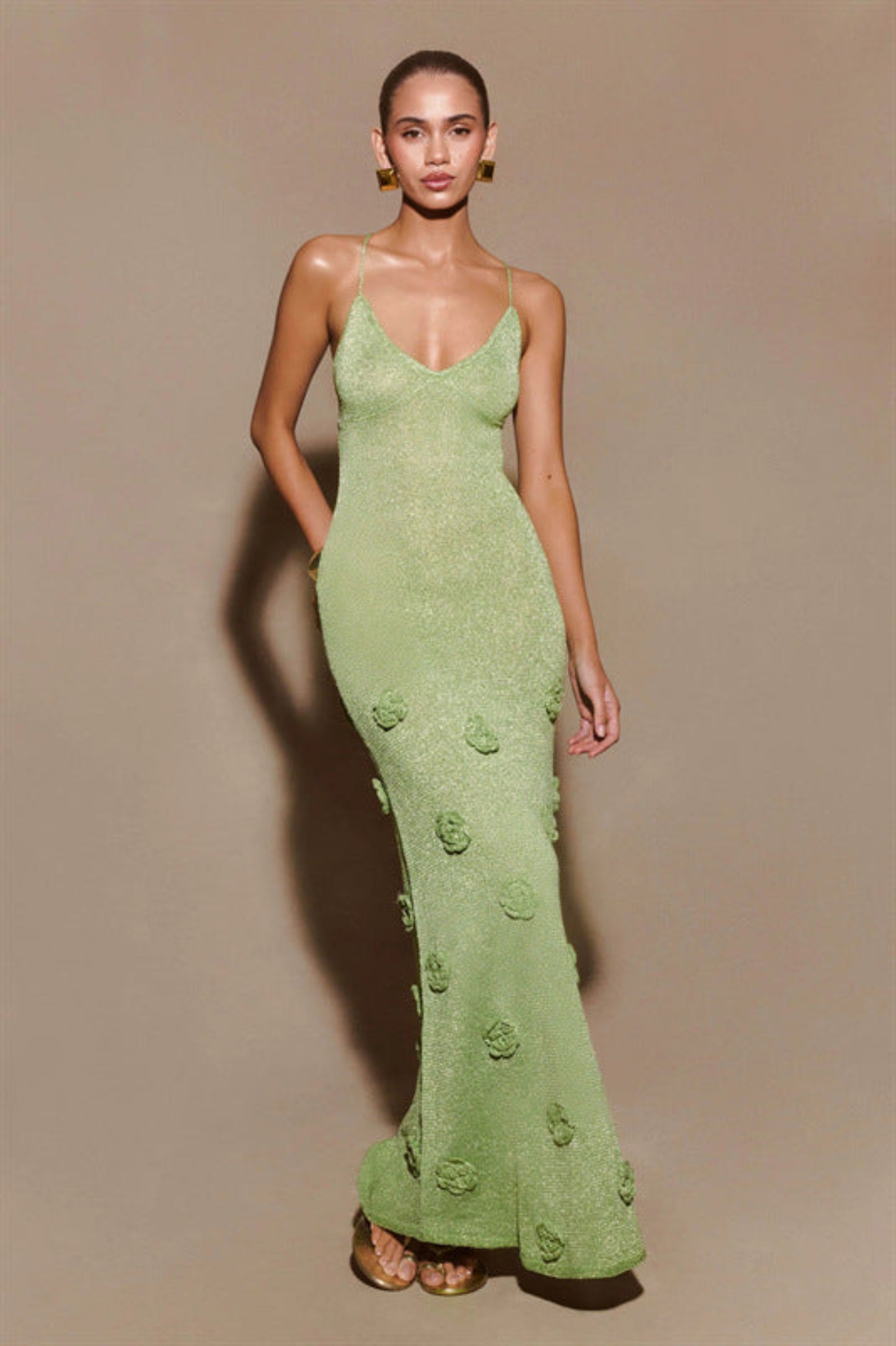 Knitted Suspenders Dress Crochet Glitter