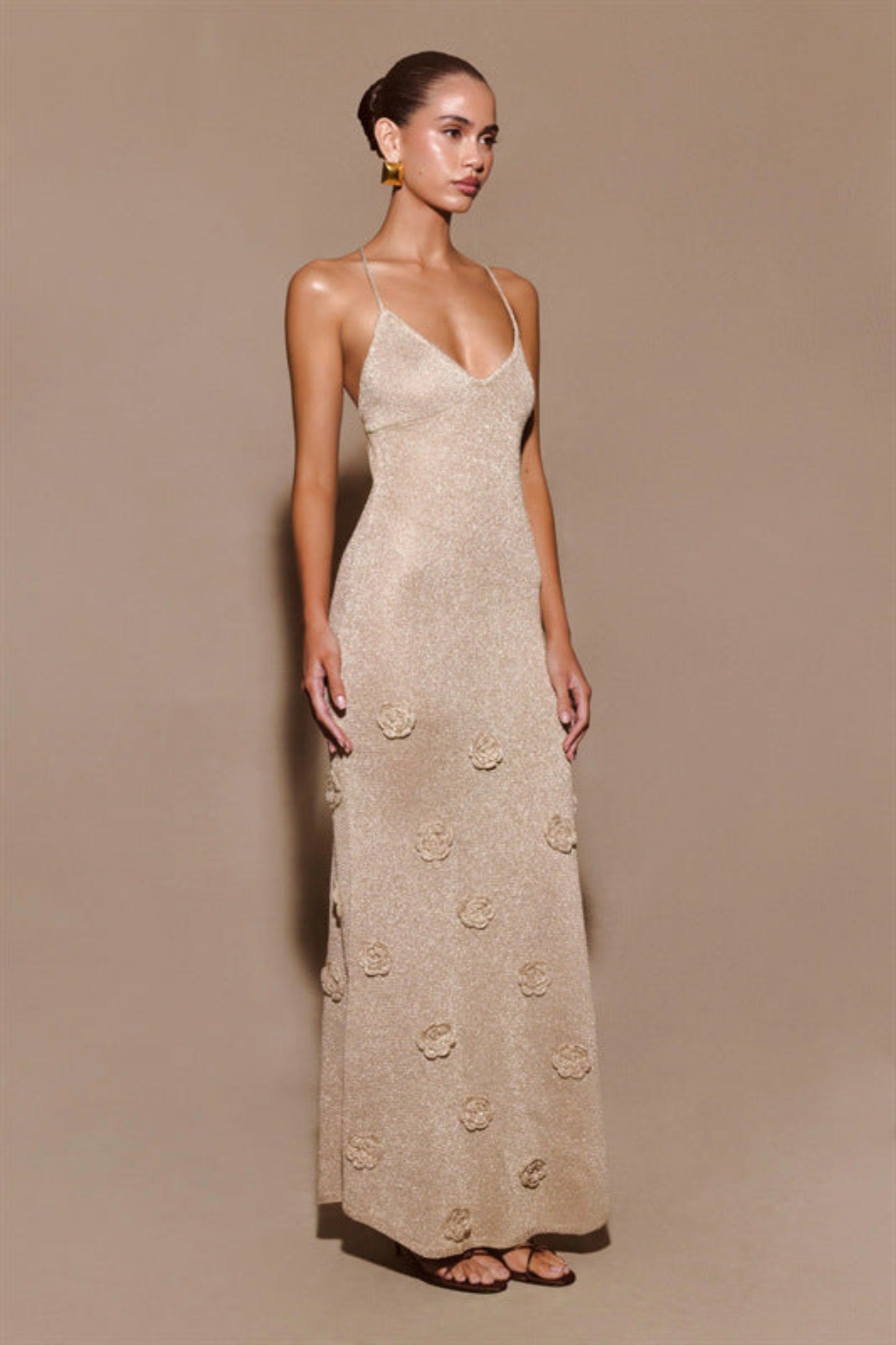 Knitted Suspenders Dress Crochet Glitter