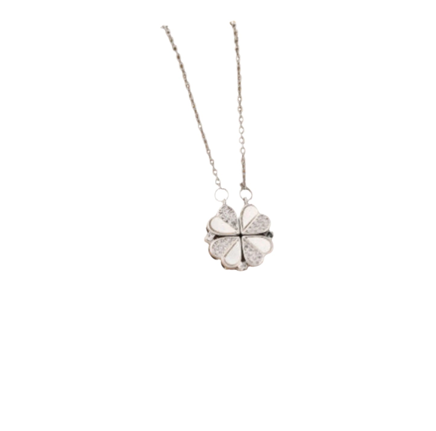 Luxury Four Leaf Clover Pendant Necklace Stainless Steel Crystal Heart Jewelry For Women Gift