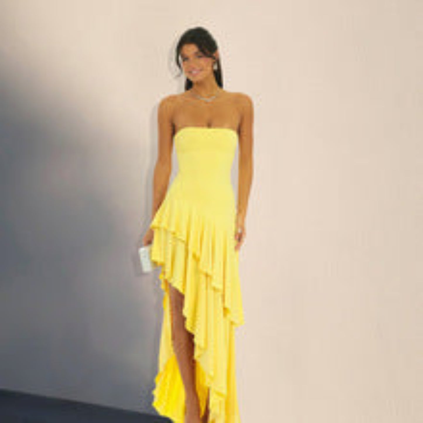 Irregular Slim-fit Ruffled Tube Top Dress Women