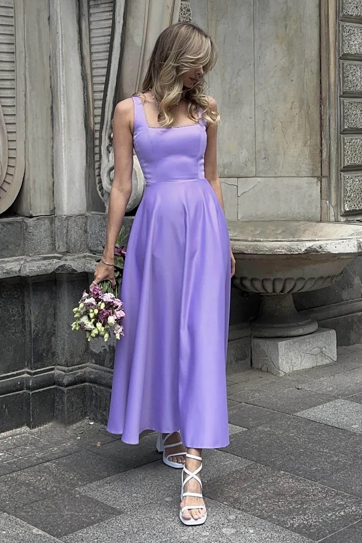 Fashion Retro Waist-controlled Square Collar Large Swing Dress