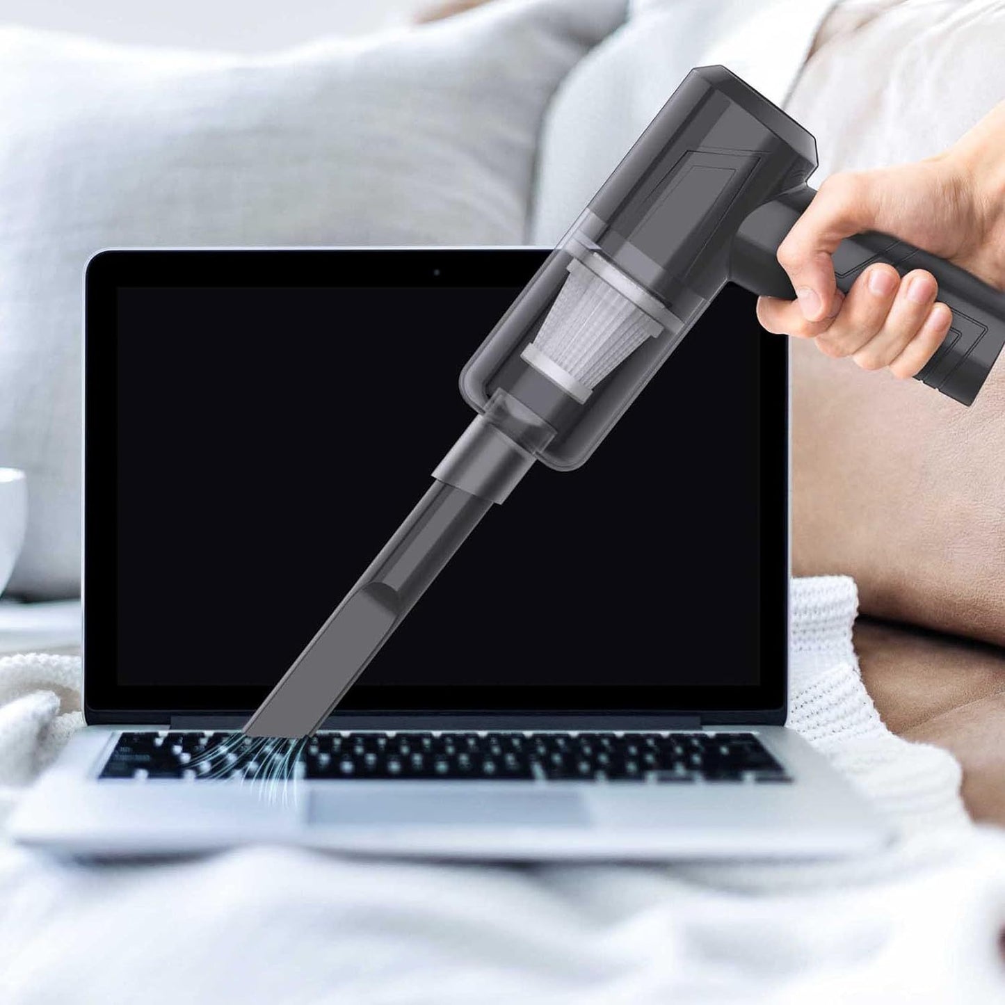 Powerful Handheld Vacuum Cleaner For Car Home Cleaning Cordless, Rechargeable 2 In 1 Mini Vacuum Blower 18000PA Suction Lightweight Portable Black