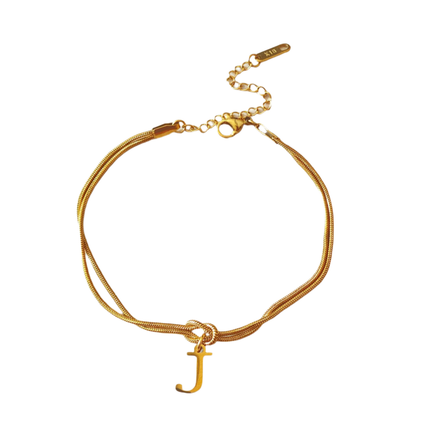 New Letter A-Z Love Knot Bracelets For Women Couple Gold Color Dainty Snake Chain Charm Bracelet Stainless Steel Jewelry Gift Valentine's Day Gifts