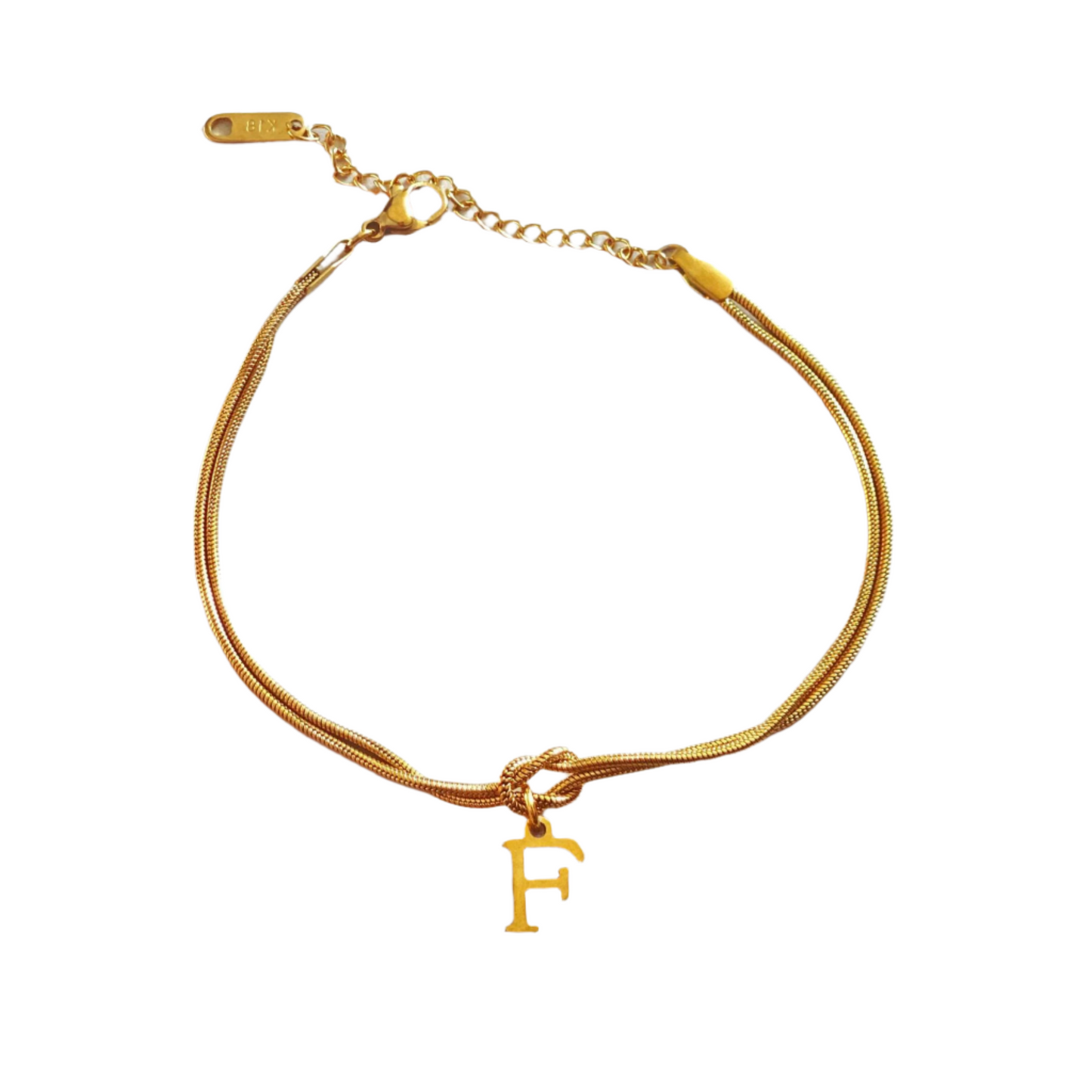 New Letter A-Z Love Knot Bracelets For Women Couple Gold Color Dainty Snake Chain Charm Bracelet Stainless Steel Jewelry Gift Valentine's Day Gifts