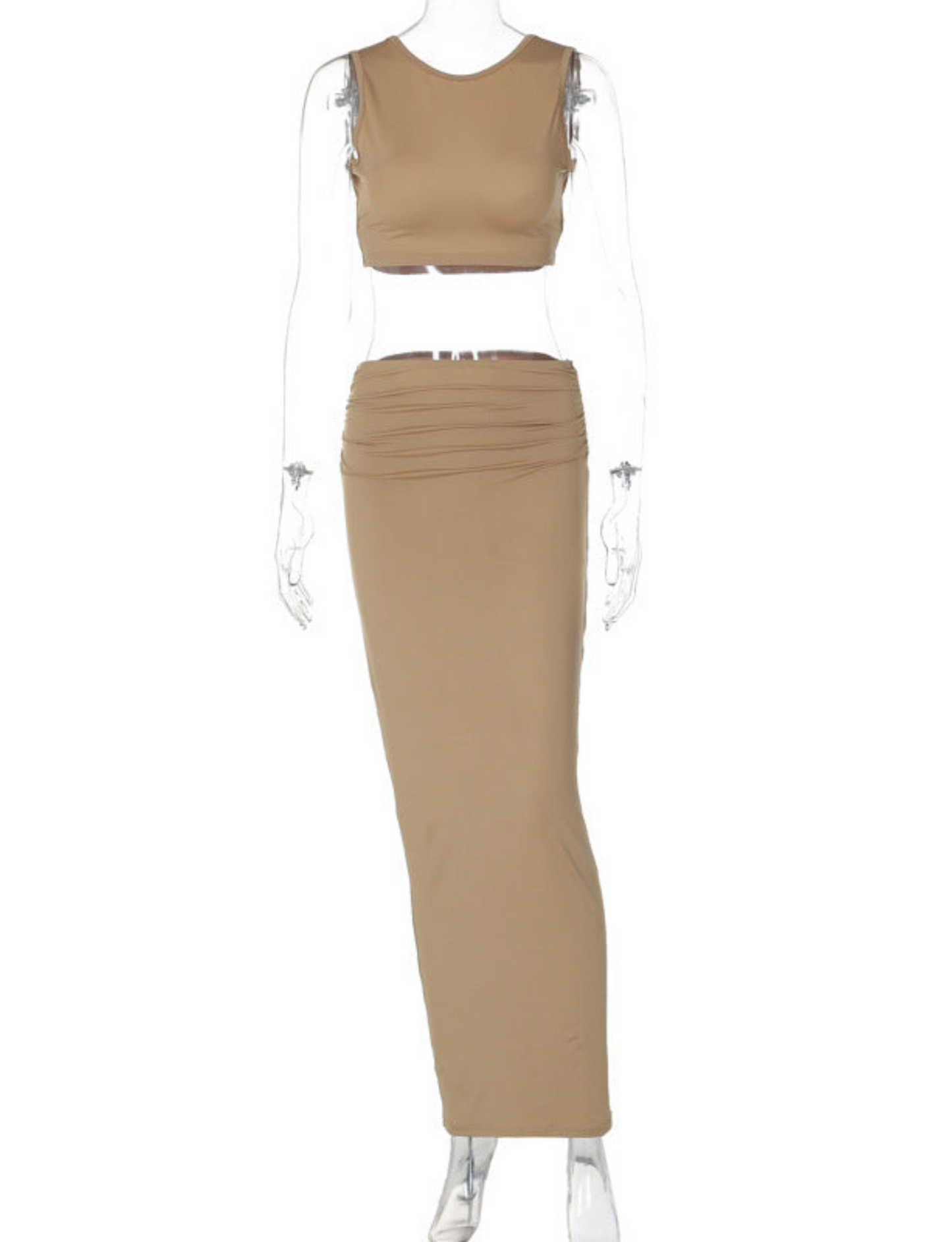 Women Tank Tops Long Skirts Party Dresses Two Piece Matching Sets Outfit 2025 Summer Clothes Slim Solid Color