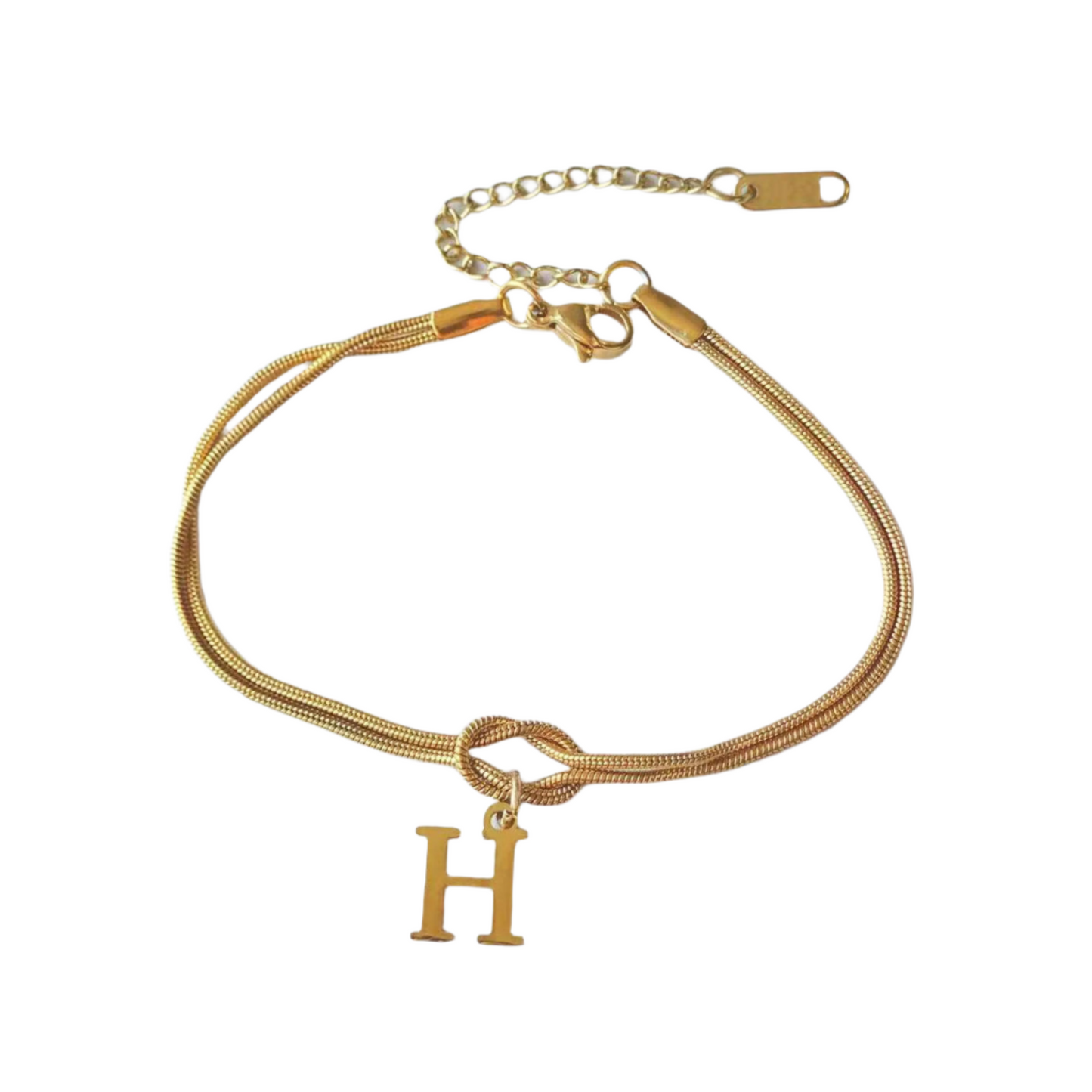 New Letter A-Z Love Knot Bracelets For Women Couple Gold Color Dainty Snake Chain Charm Bracelet Stainless Steel Jewelry Gift Valentine's Day Gifts