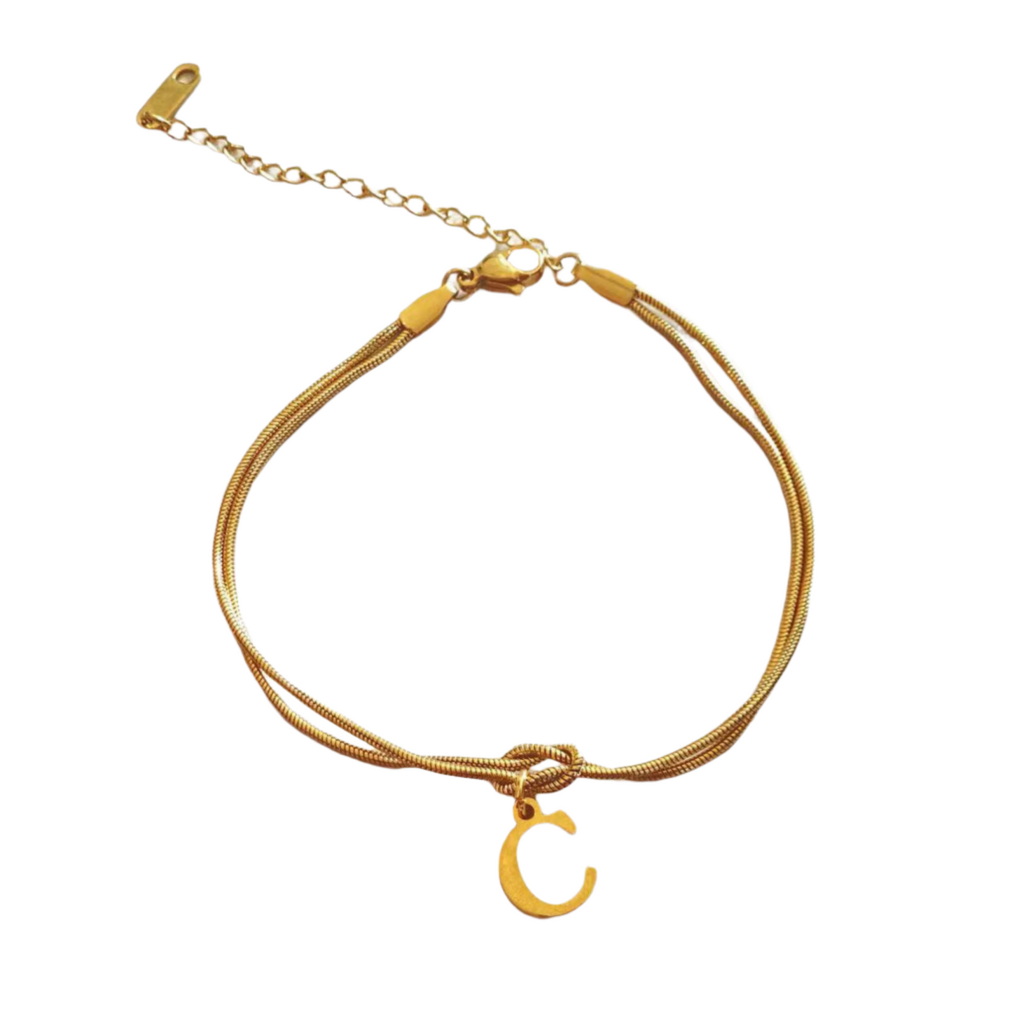 New Letter A-Z Love Knot Bracelets For Women Couple Gold Color Dainty Snake Chain Charm Bracelet Stainless Steel Jewelry Gift Valentine's Day Gifts