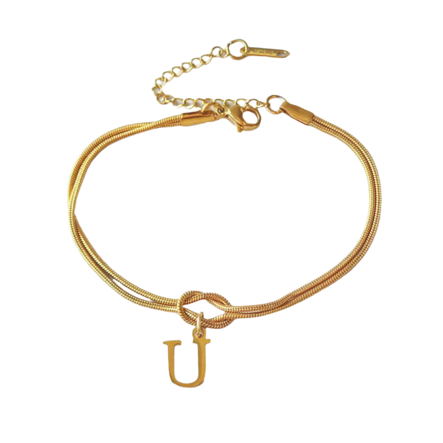 New Letter A-Z Love Knot Bracelets For Women Couple Gold Color Dainty Snake Chain Charm Bracelet Stainless Steel Jewelry Gift Valentine's Day Gifts