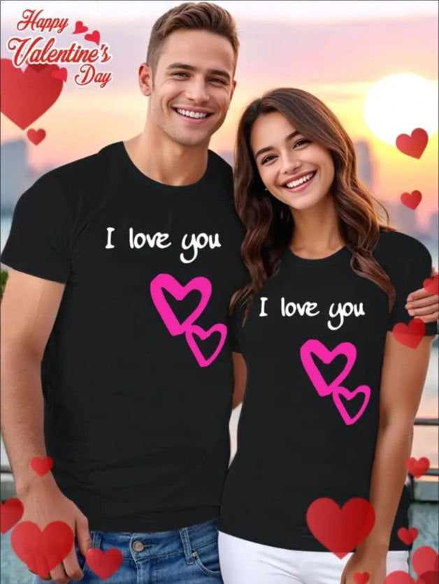 Love Valentine'S Day T-Shirt, Couple T-Shirt, Couple Christmas, Fashion Casual T-Shirt, Short-Sleeved T-Shirt