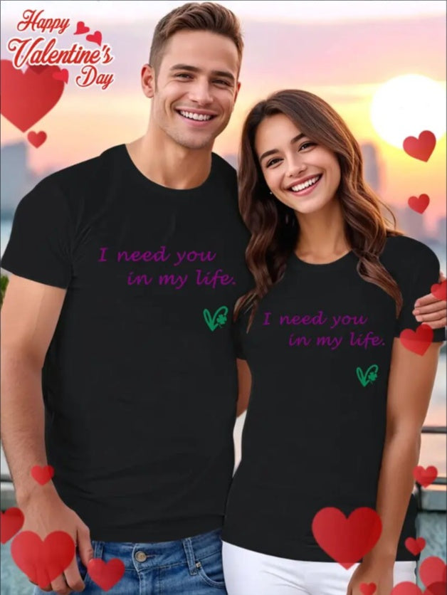 Love Valentine'S Day T-Shirt, Couple T-Shirt, Couple Christmas, Fashion Casual T-Shirt, Short-Sleeved T-Shirt