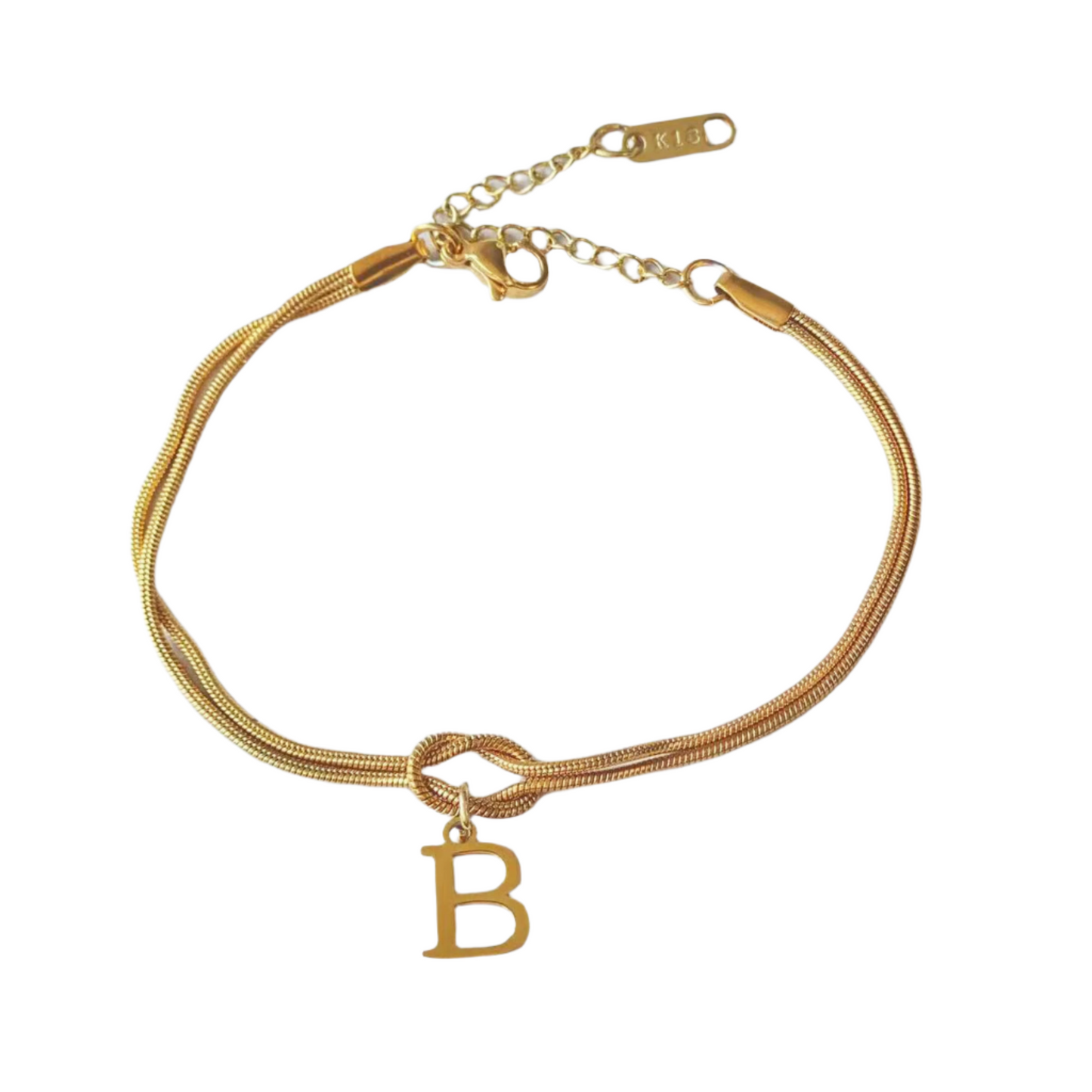 New Letter A-Z Love Knot Bracelets For Women Couple Gold Color Dainty Snake Chain Charm Bracelet Stainless Steel Jewelry Gift Valentine's Day Gifts