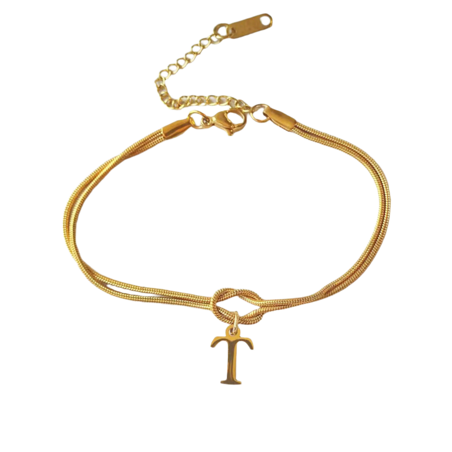 New Letter A-Z Love Knot Bracelets For Women Couple Gold Color Dainty Snake Chain Charm Bracelet Stainless Steel Jewelry Gift Valentine's Day Gifts