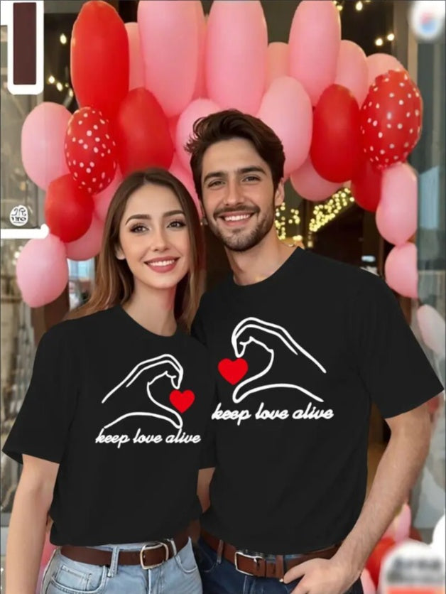 Love Valentine'S Day T-Shirt, Couple T-Shirt, Couple Christmas, Fashion Casual T-Shirt, Short-Sleeved T-Shirt