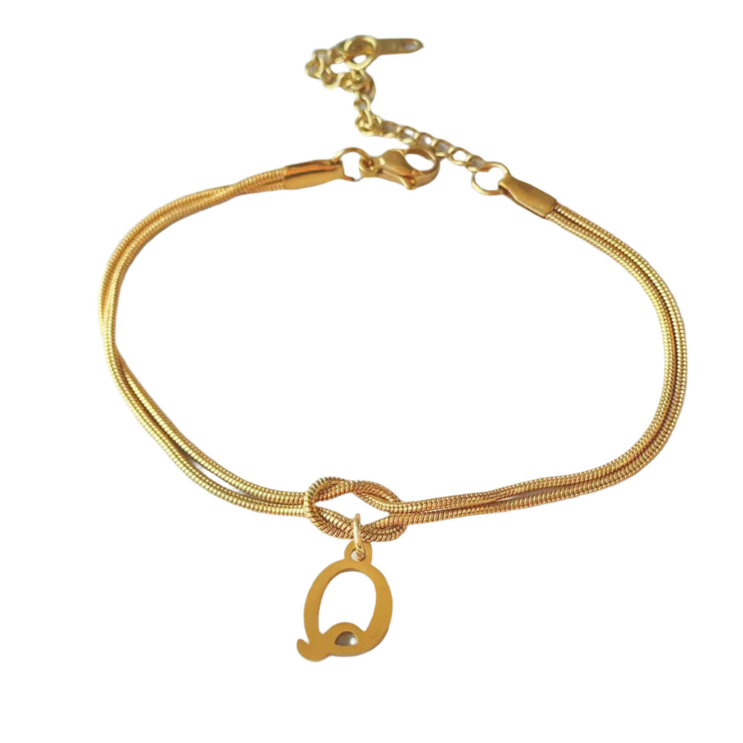 New Letter A-Z Love Knot Bracelets For Women Couple Gold Color Dainty Snake Chain Charm Bracelet Stainless Steel Jewelry Gift Valentine's Day Gifts