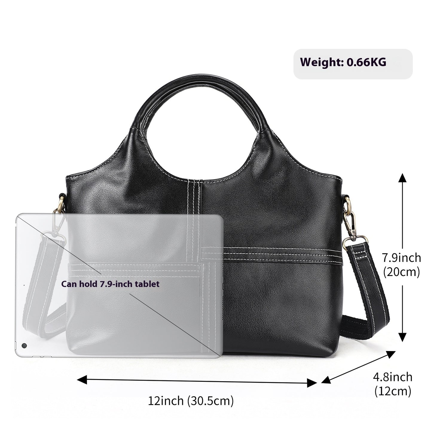 First Layer Cowhide Handbag Women's Real Leather Stitching Large-capacity Crossbody Bag