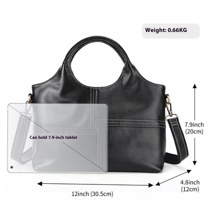 First Layer Cowhide Handbag Women's Real Leather Stitching Large-capacity Crossbody Bag