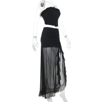 Tube Top Mid-length Dress Set Women